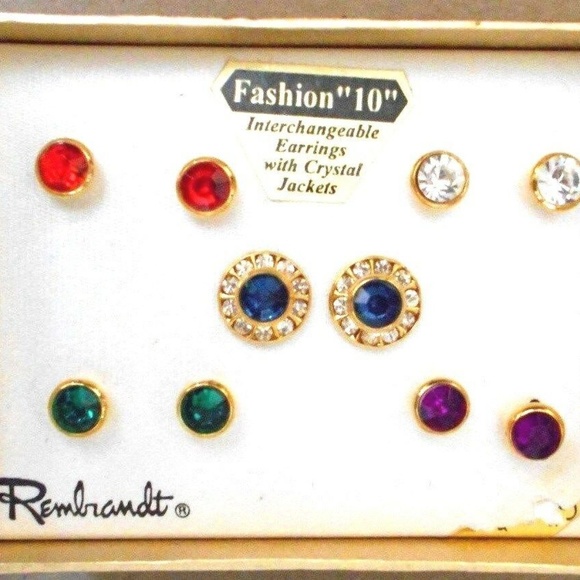 Crystal Jacket Interchangable 5 Pairs Earrings